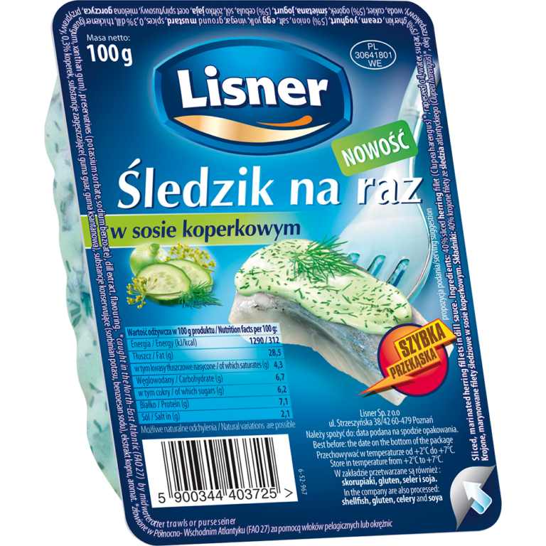 SLEDZIK NA RAZ LISNER W SOSIE KOPERKOWYM 100G